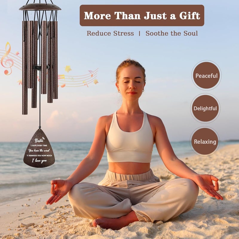 Soopau Best Friend Birthday Gifts for Women, Friendship Gifts for Women, 32" Bronze Wind Chimes Gift for Bestie Bestfriend BFF - Image 3